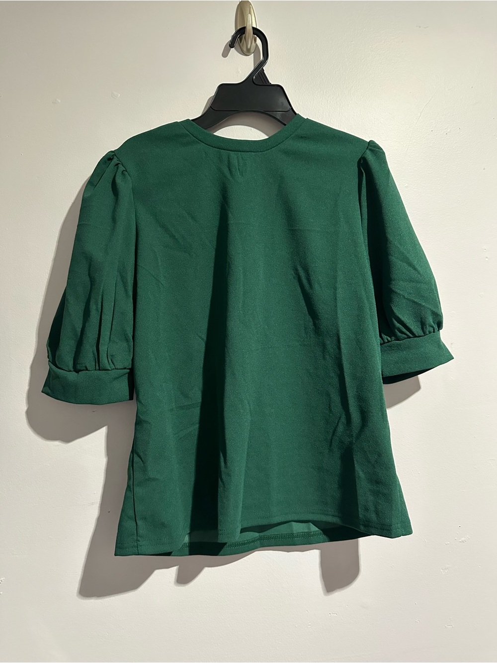 SHEIN Emerald Green Puff-Sleeve Blouse